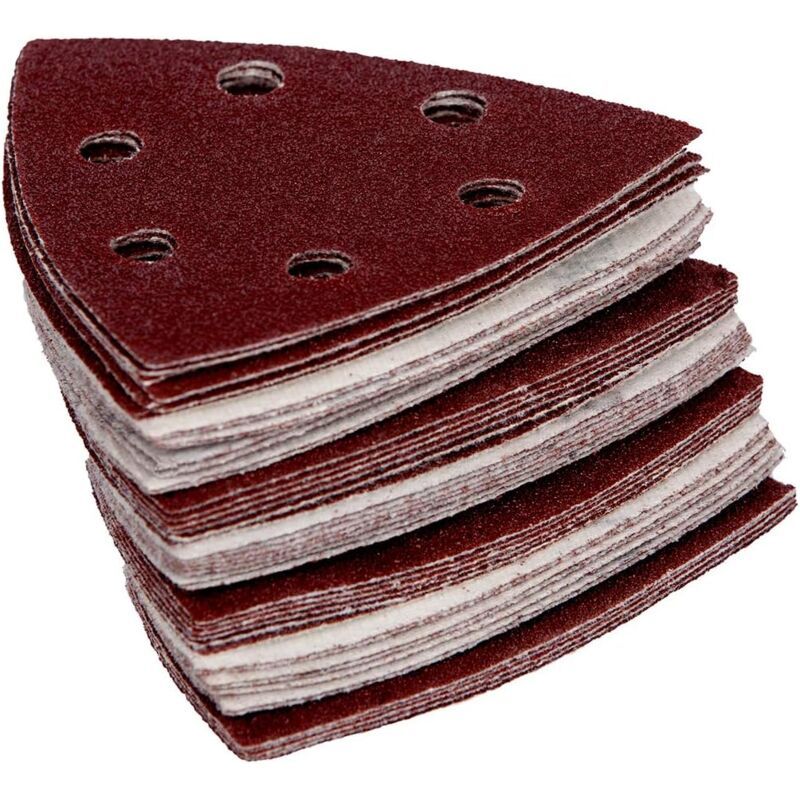 120 Pack Delta Sanding Triangles, 6 Hole Sandpaper, Grit 40 60 80 120 180 240, 90 x 90 x 90 mm