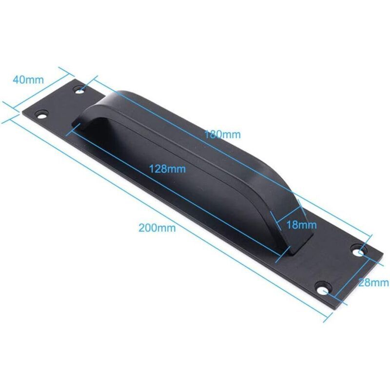 2 Pack Sliding Door Handle, Aluminum Alloy Cabinet and Cupboard Handle, Black, 20 x 4 cm