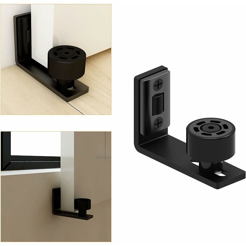 Sliding Door Floor Guide, Adjustable Black Bottom Guide for Sliding Wooden Door