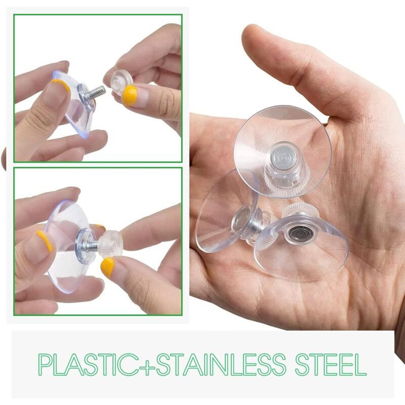 30 Pack Suction Cups with Knurled Nut, Transparent M4 Thread, Diameter 40 mm