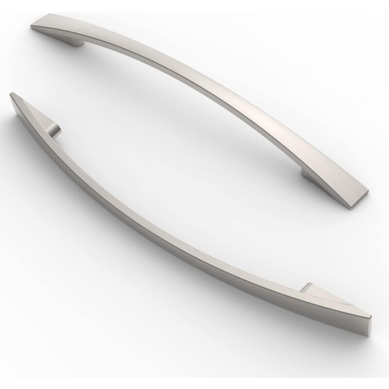 10 Pack Furniture Handles, Brushed Nickel Cupboard and Drawer Handles, 160 mm Hole Spacing