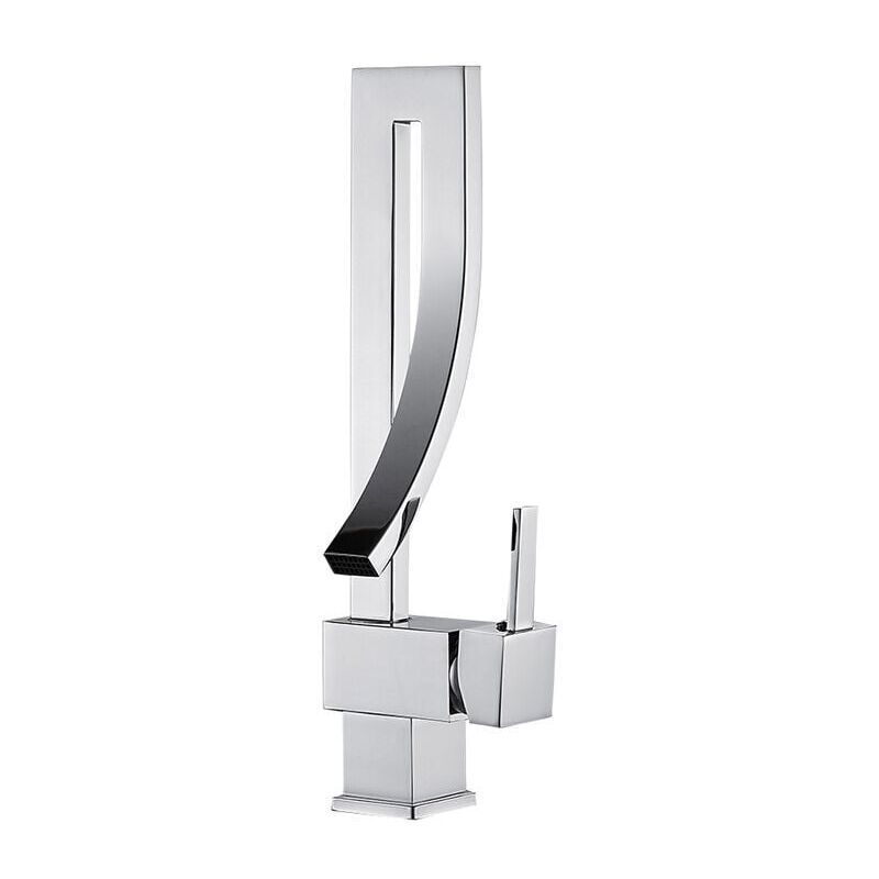 Brass Basin Faucet, Retro Waterfall Hot and Cold Bathroom Faucet, Silver