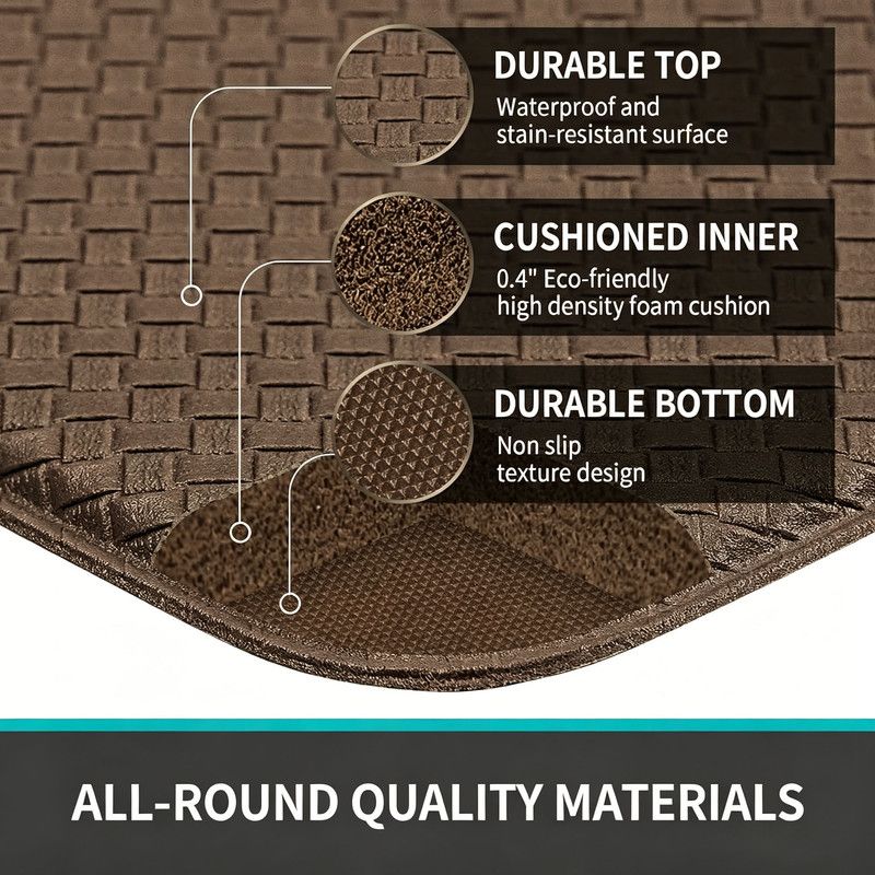 Brown Non-Slip Kitchen Mats , Easy Clean Stain Resistant Kitchen Rugs for Sink, Laundry, Office（44*70*0.8cm）