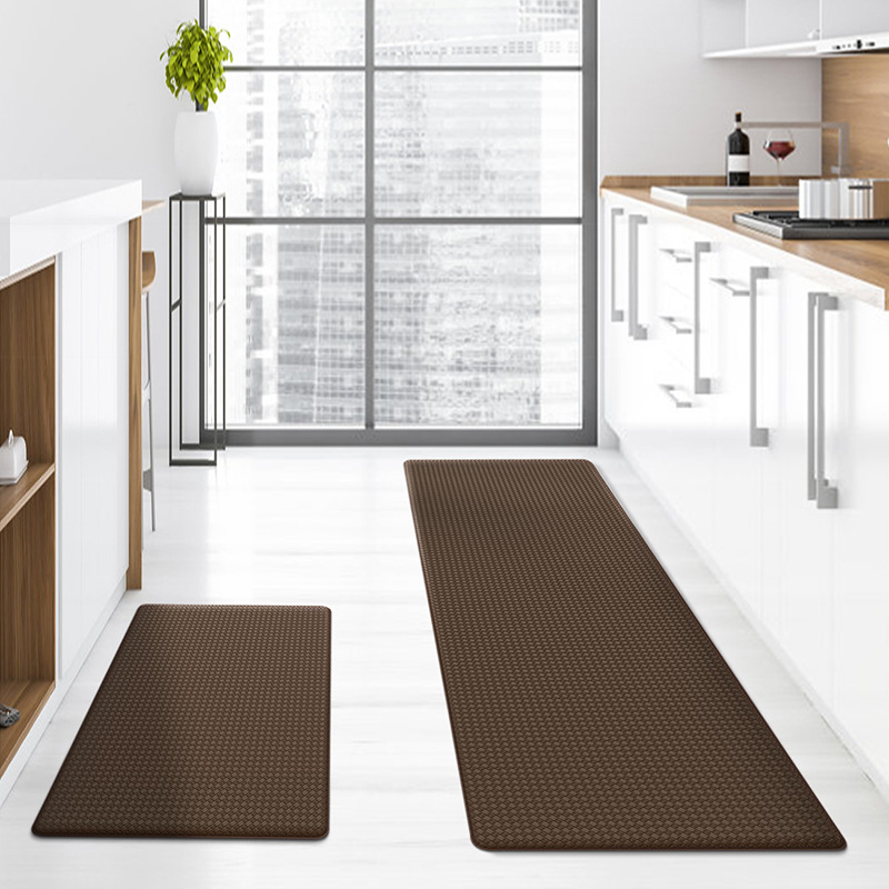 Brown Non-Slip Kitchen Mats , Easy Clean Stain Resistant Kitchen Rugs for Sink, Laundry, Office（44*150*0.8cm）