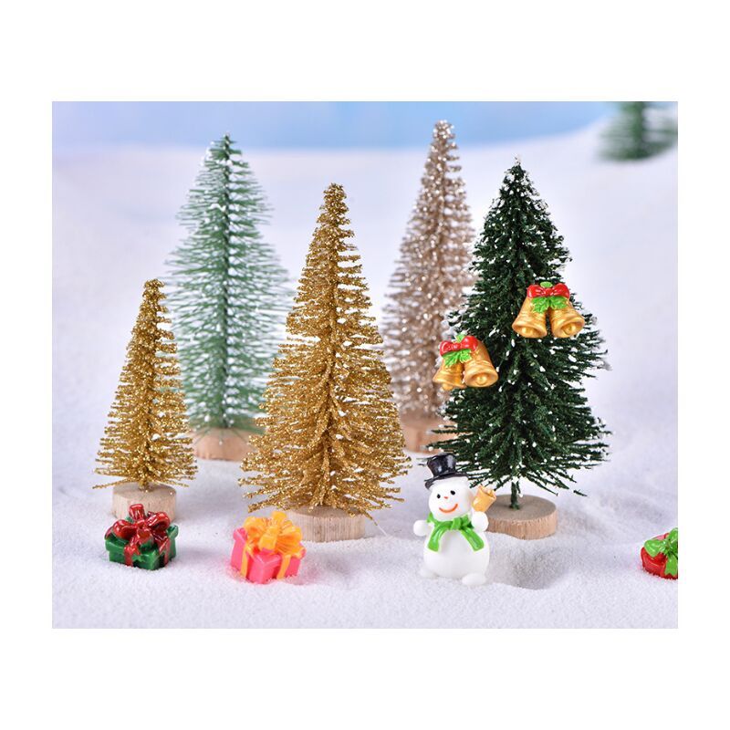 6 Pcs Mini Artificial Christmas Trees with Snow Flocking, 7 cm