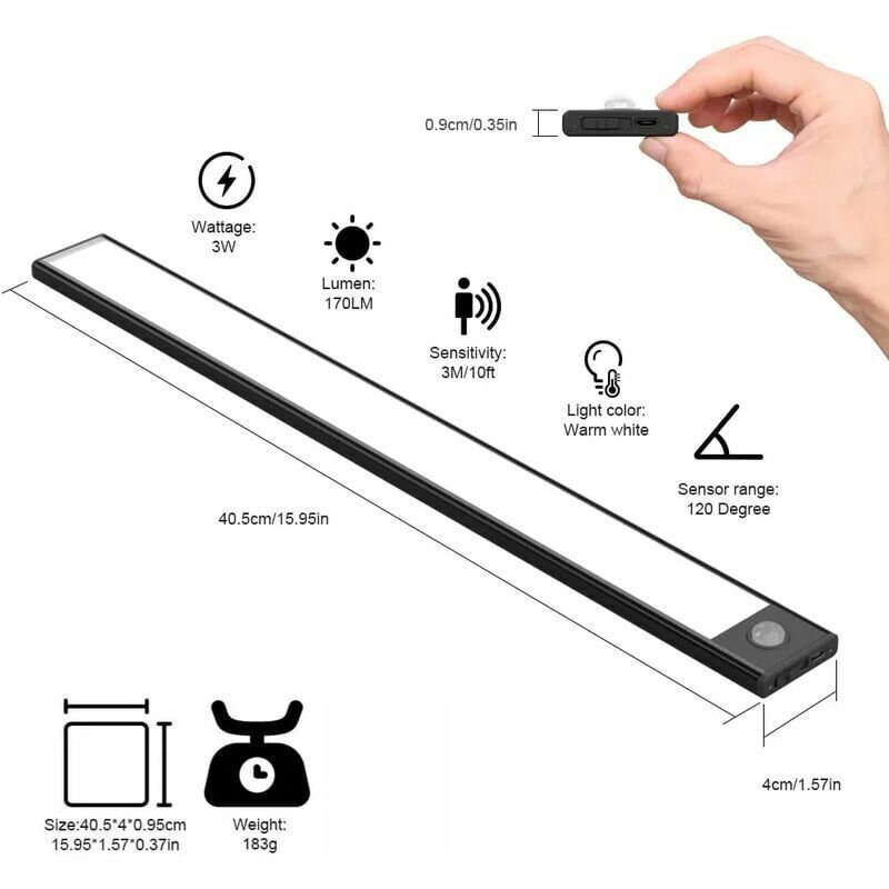 1 Piece LED Cupboard Lamp 3000K 220V Black