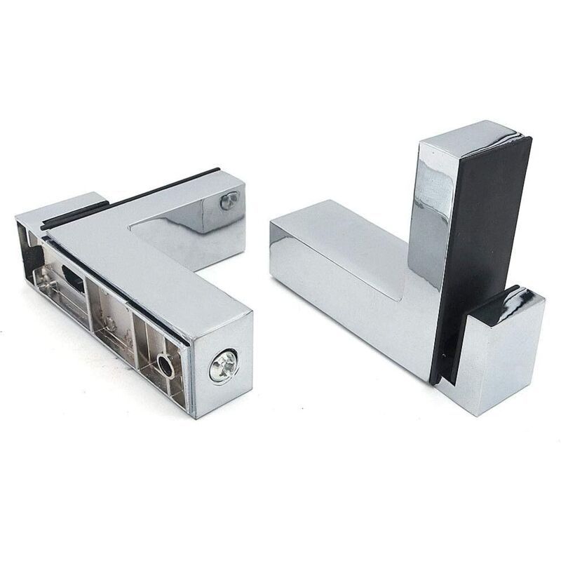 4 Pcs F Shape Glass Clamps Wall Mount Adjustable Shelf Brackets Chrome, 6 to 28 mm