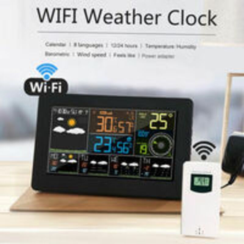 WiFi Color Weather Station with App Indoor Outdoor Temperature Humidity Pressure Wind Speed Clock