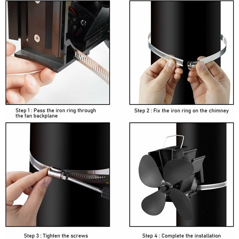 Heat Powered Wood Stove Fan 4 Blade Quiet Fireplace Fan for Pellet Stove