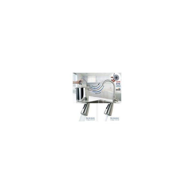 304 Stainless Steel Pull Out Kitchen Sink Mixer Faucet 360 Degree Rotatable