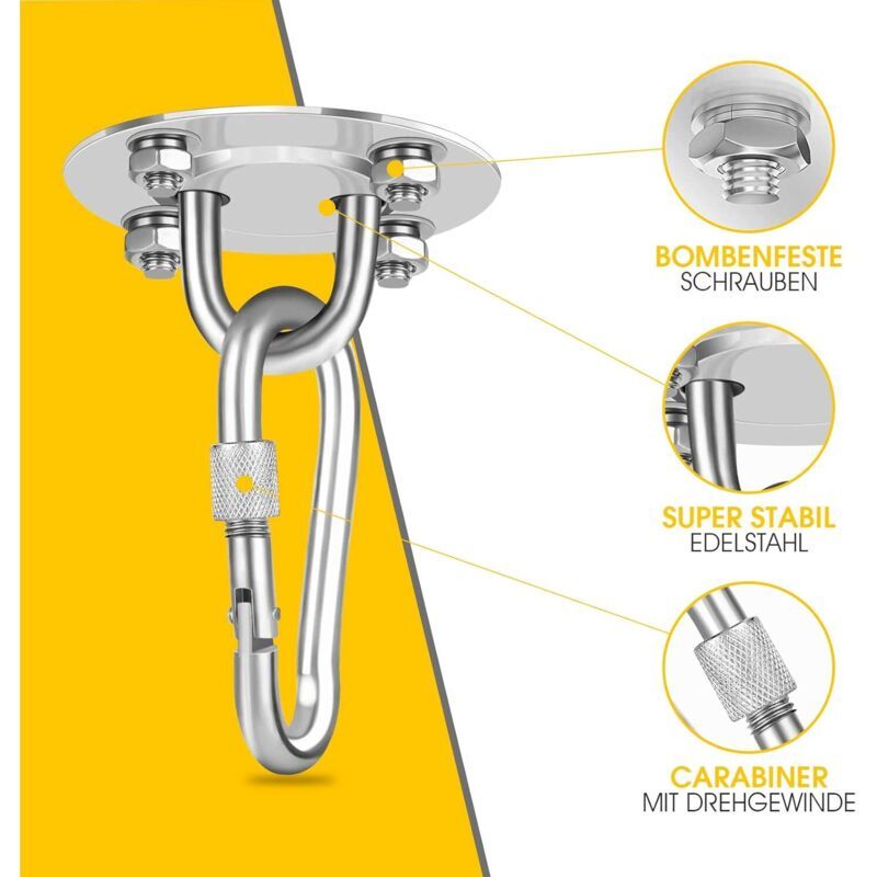Stainless Steel Ceiling Hook Heavy Duty Support for Hammock Chair Punching Bag, 400 kg