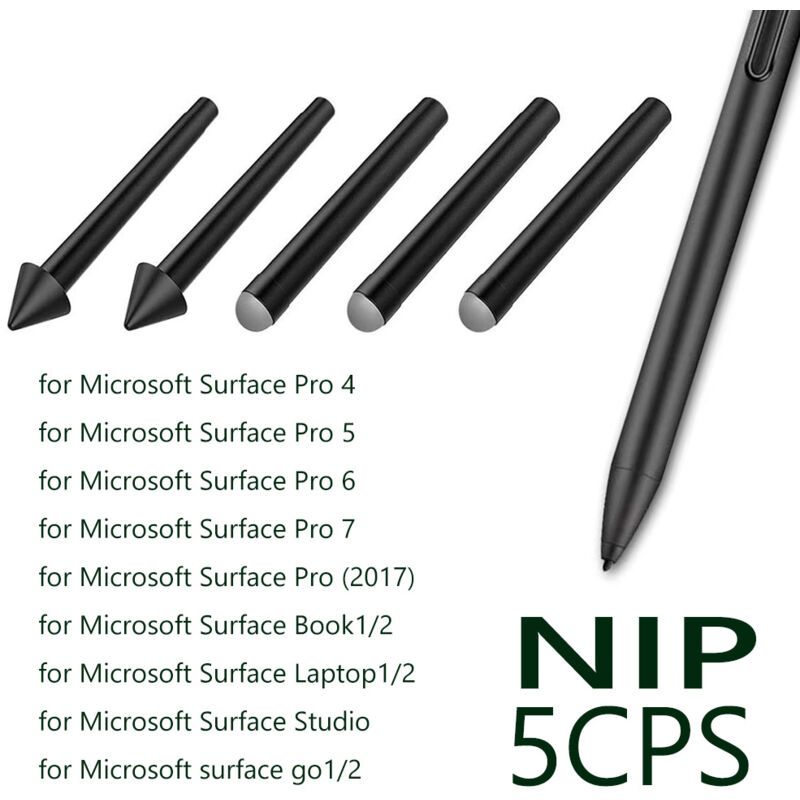5 Pcs Original HB Surface Pen Replacement Tips Compatible with Surface Pro 2017 Model 1776 and Surface Pro 4 Black