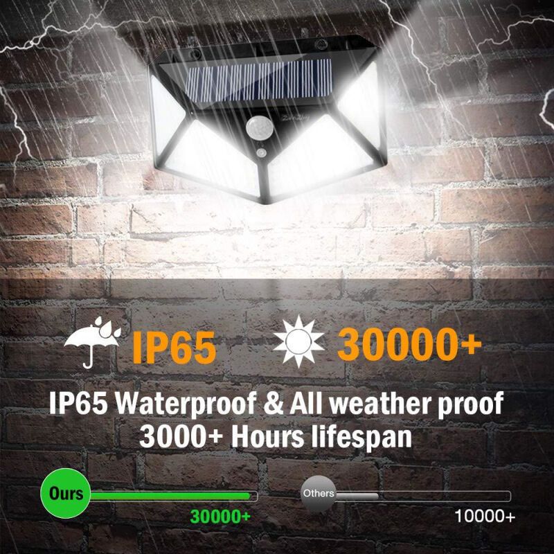 1 Pack Outdoor Solar Light 100 LEDs Motion Sensor Waterproof 1200mAh for Garden