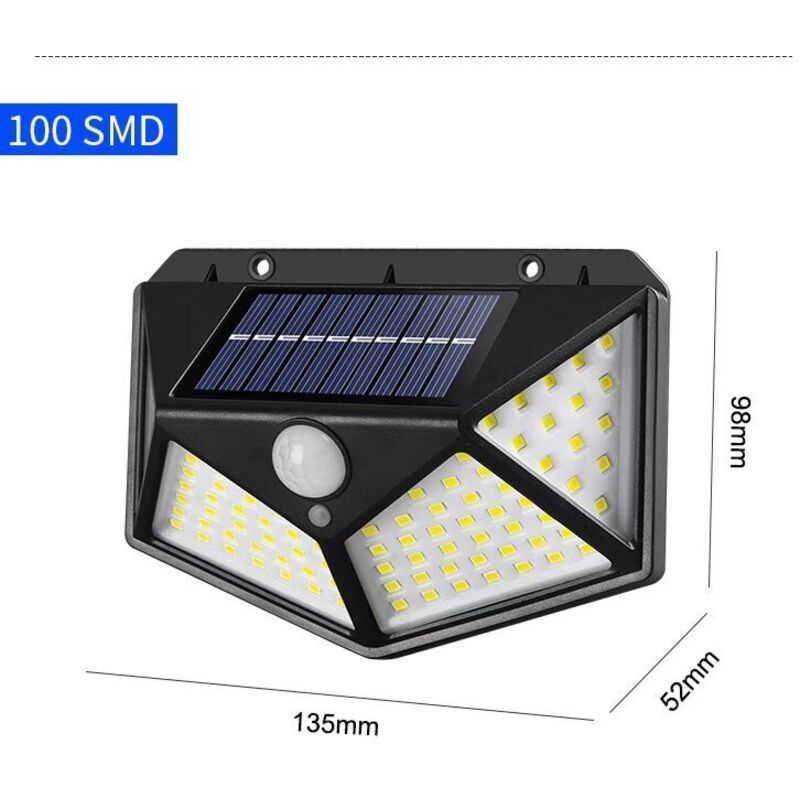 1 Pack Outdoor Solar Light 100 LEDs Motion Sensor Waterproof 1200mAh for Garden