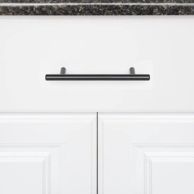 10 Pcs Black Stainless Steel Kitchen Cupboard Door Handles, 192 mm Hole Spacing