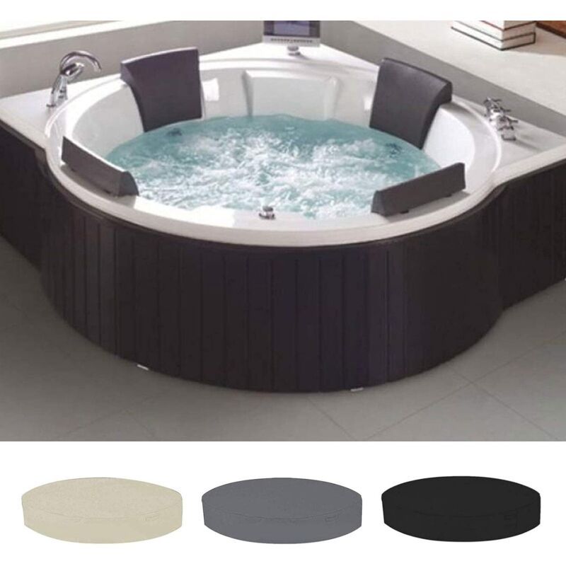 Black Round Solar Swimming Pool Spa Cover Waterproof UV Resistant 190T, 200 x 30 cm or 190 x 30 cm