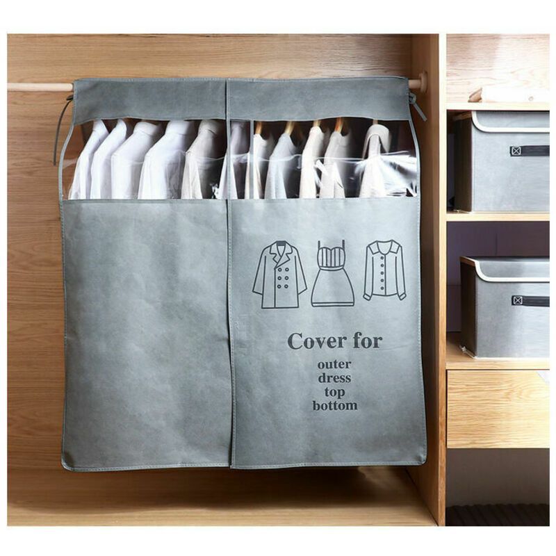 Gray Universal Dustproof Clothing Cover, 90 x 110 cm