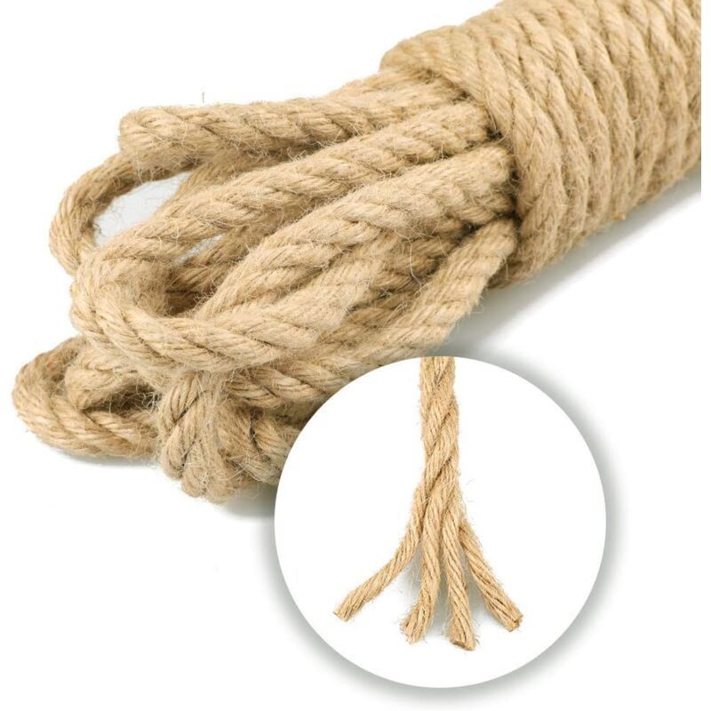 Jute Hemp Rope Twine for DIY Furniture Packaging Gardening Cat Tree, 16 mm x 10 m