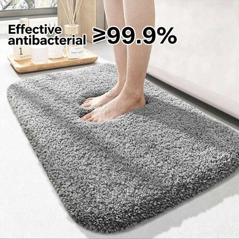Ultra-soft and absorbent bathroom mat | 3.5cm thick, antibacterial and non-slip TPR material, machine washable, quick-drying, suitable for showers, bathtubs and entryways (dark beige, 15.75*23.62in)