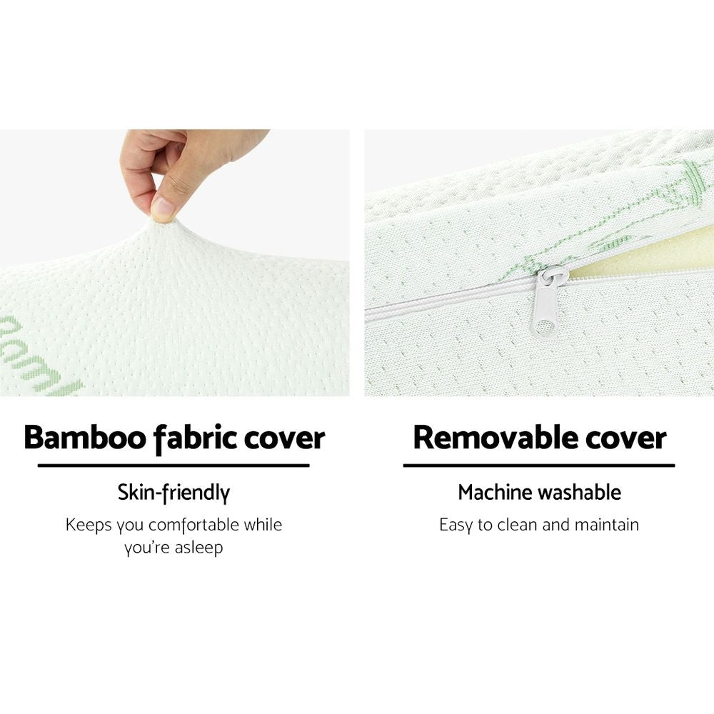 Memory Foam Neck Roll Pillow with Bamboo Cover, Cervical Support Bolster Cushion