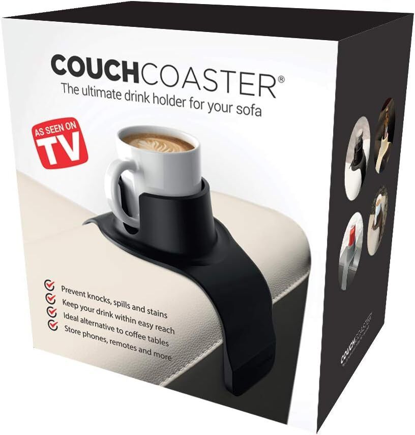 Couch Coaster Drink Holder for Sofa Armrest and Lounger, Spill-Resistant Cup Holder, Mocha Brown