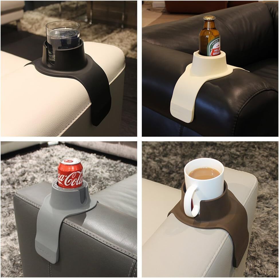 Couch Coaster Drink Holder for Sofa Armrest and Lounger, Spill-Resistant Cup Holder, Mocha Brown