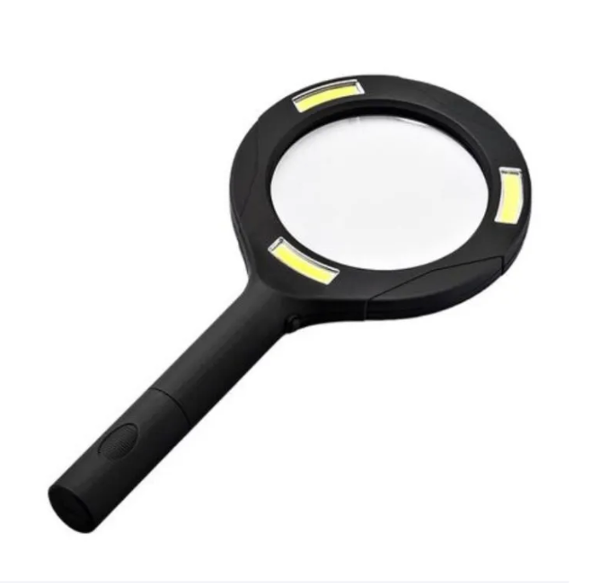 LED Magnifying Glass with COB Light, 250 Lumens Glass Lens and Ergonomic Handle