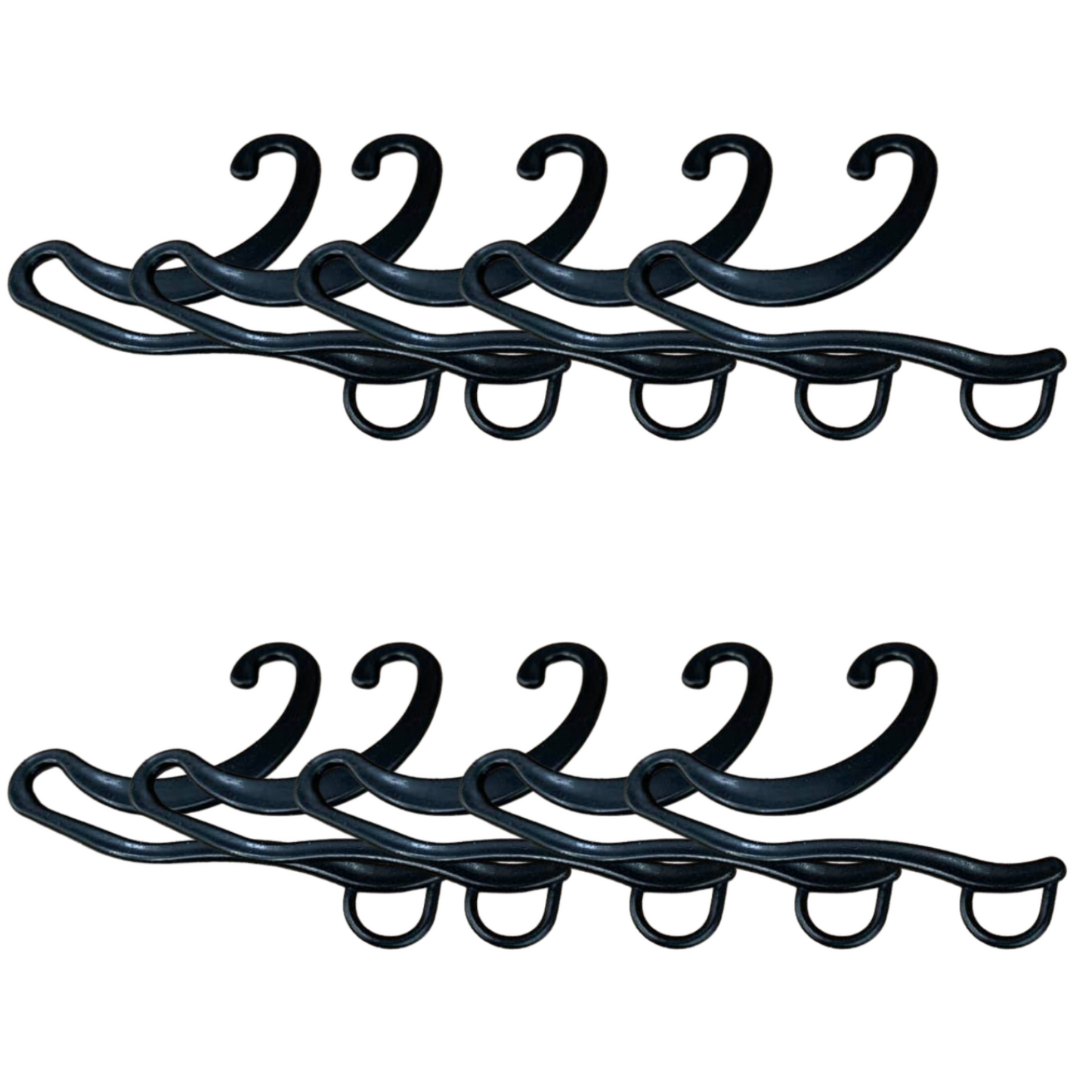 10 Pack Plastic Sock Hangers with Front Hooks, Retail Display Hanging Clips, Black