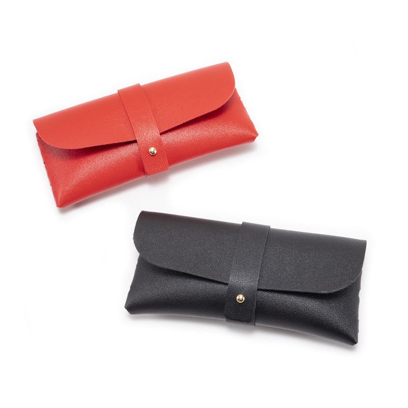 3-Piece PU Leather Eyeglass Case Set, Soft Protective Pouches for Sunglasses and Reading Glasses, Black