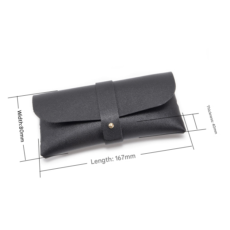 3-Piece PU Leather Eyeglass Case Set, Soft Protective Pouches for Sunglasses and Reading Glasses, Black