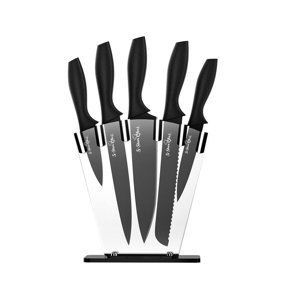7-Piece Kitchen Knife Set with Sharpener, Stainless Steel Non-Stick Blades