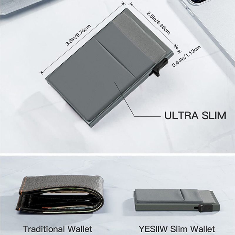 Ultra-Slim Pop-Up Card Holder Wallet with RFID Blocking, Black Wallet and Black Card Holder
