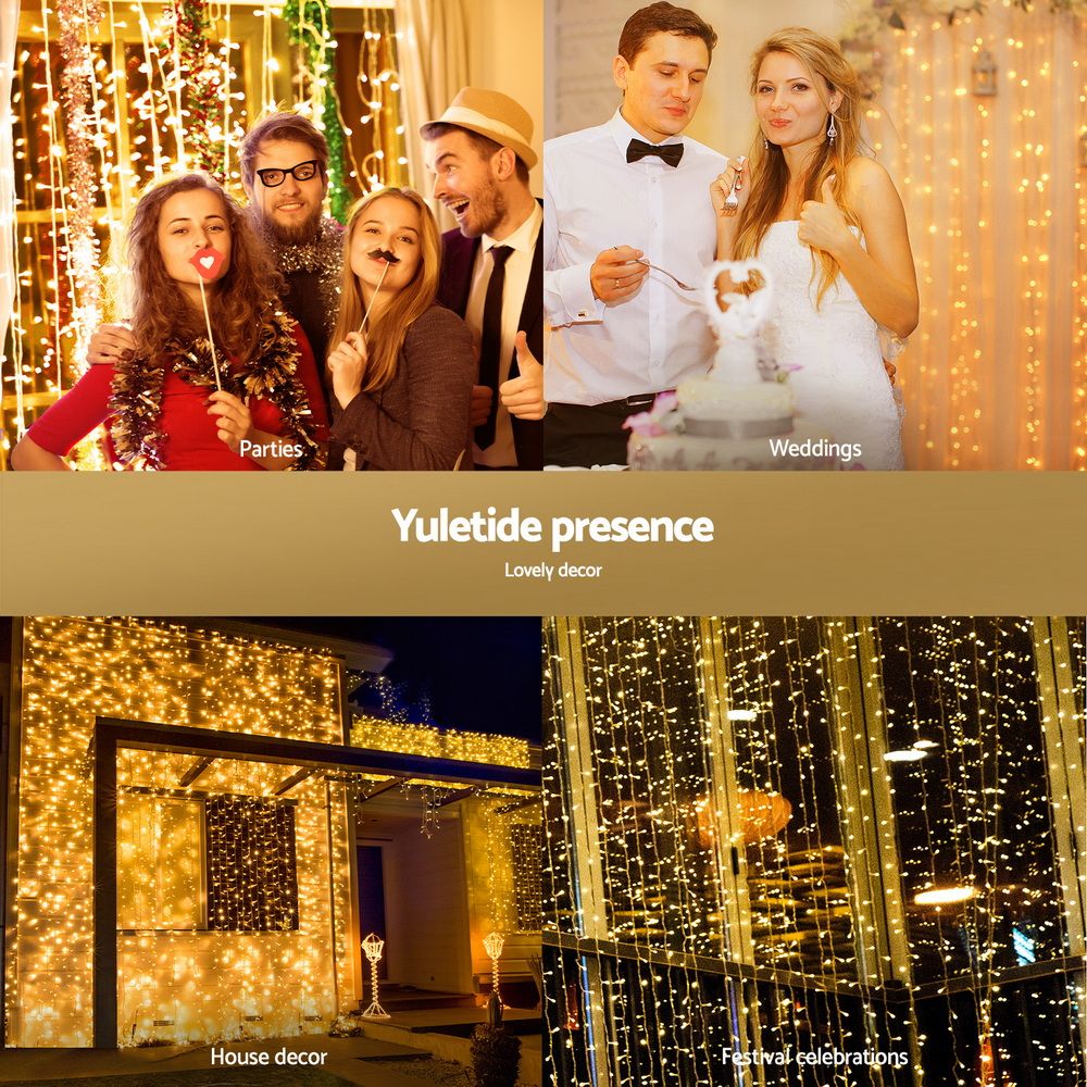 30 m Curtain String Lights, 300 LED Christmas Fairy Lights, Warm White