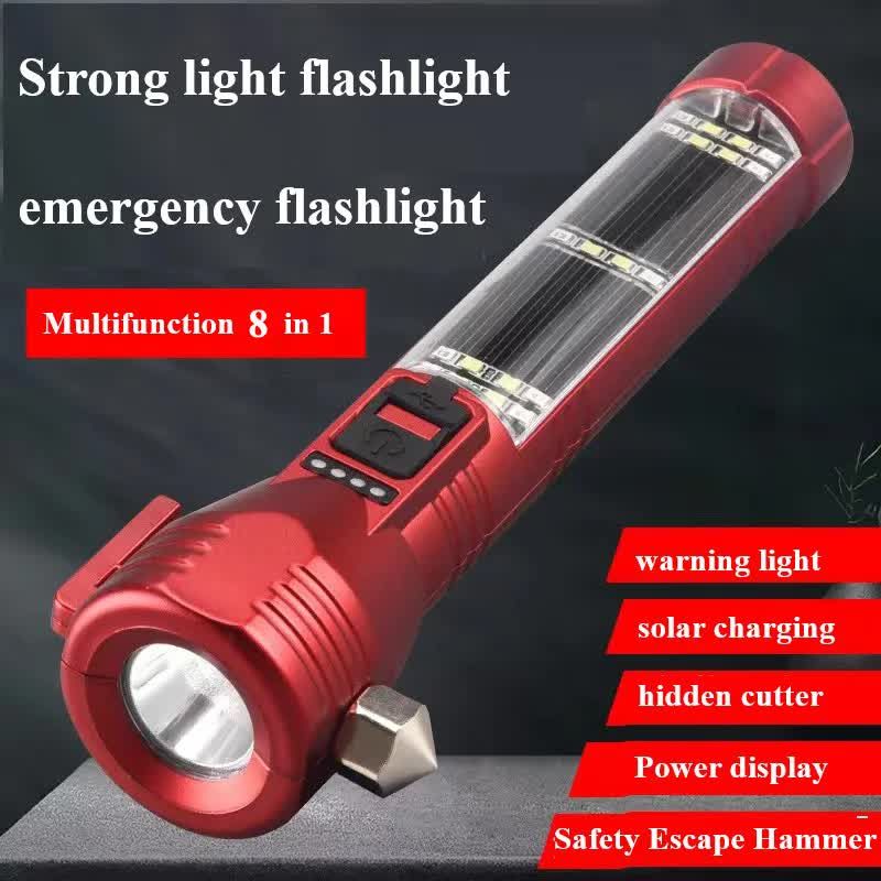 Rechargeable Safety Flashlight, Waterproof Emergency Torch with USB Charging, High-Lumen, Red
