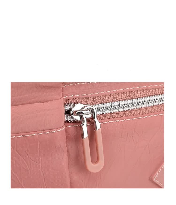 Lightweight Nylon Crossbody Shoulder Bag with Multi Pockets and Adjustable Strap, Light Blue