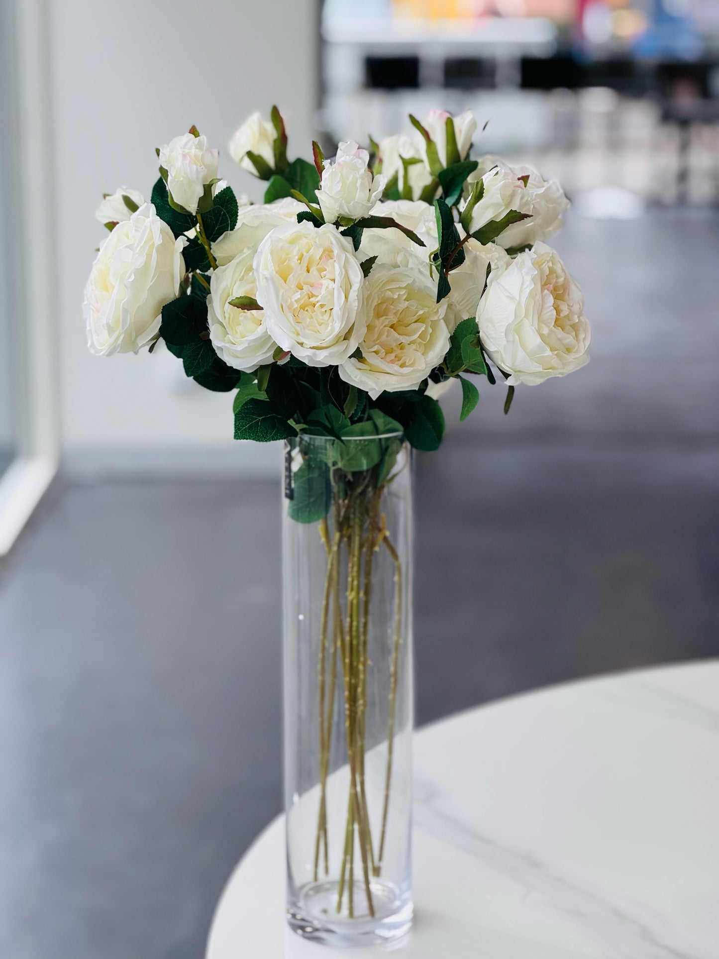Clear Cylinder Flower Vase, 40 cm Glass Vase for Floral Arrangements