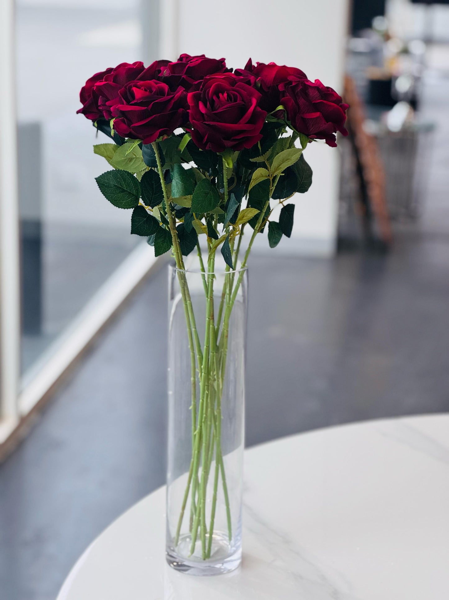Clear Cylinder Flower Vase, 40 cm Glass Vase for Floral Arrangements