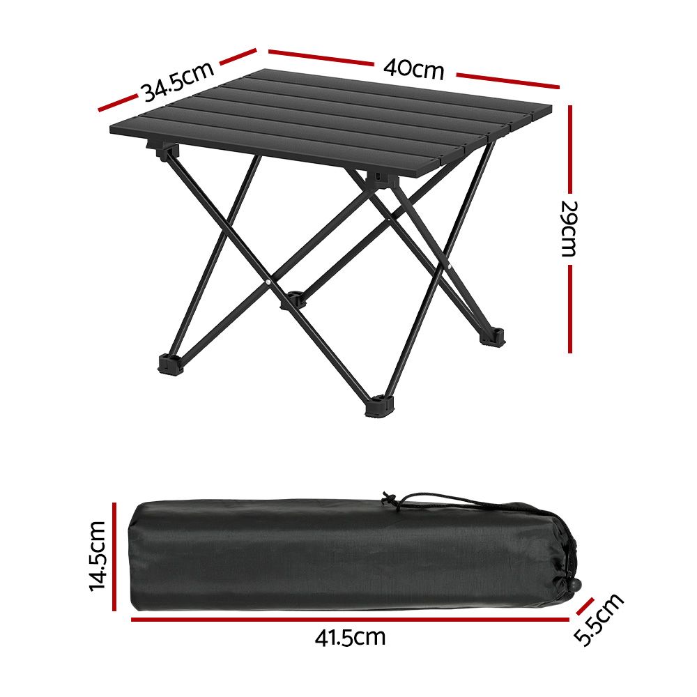 Folding Camping Table 40 cm, Roll-Up Aluminum Picnic BBQ Outdoor Table