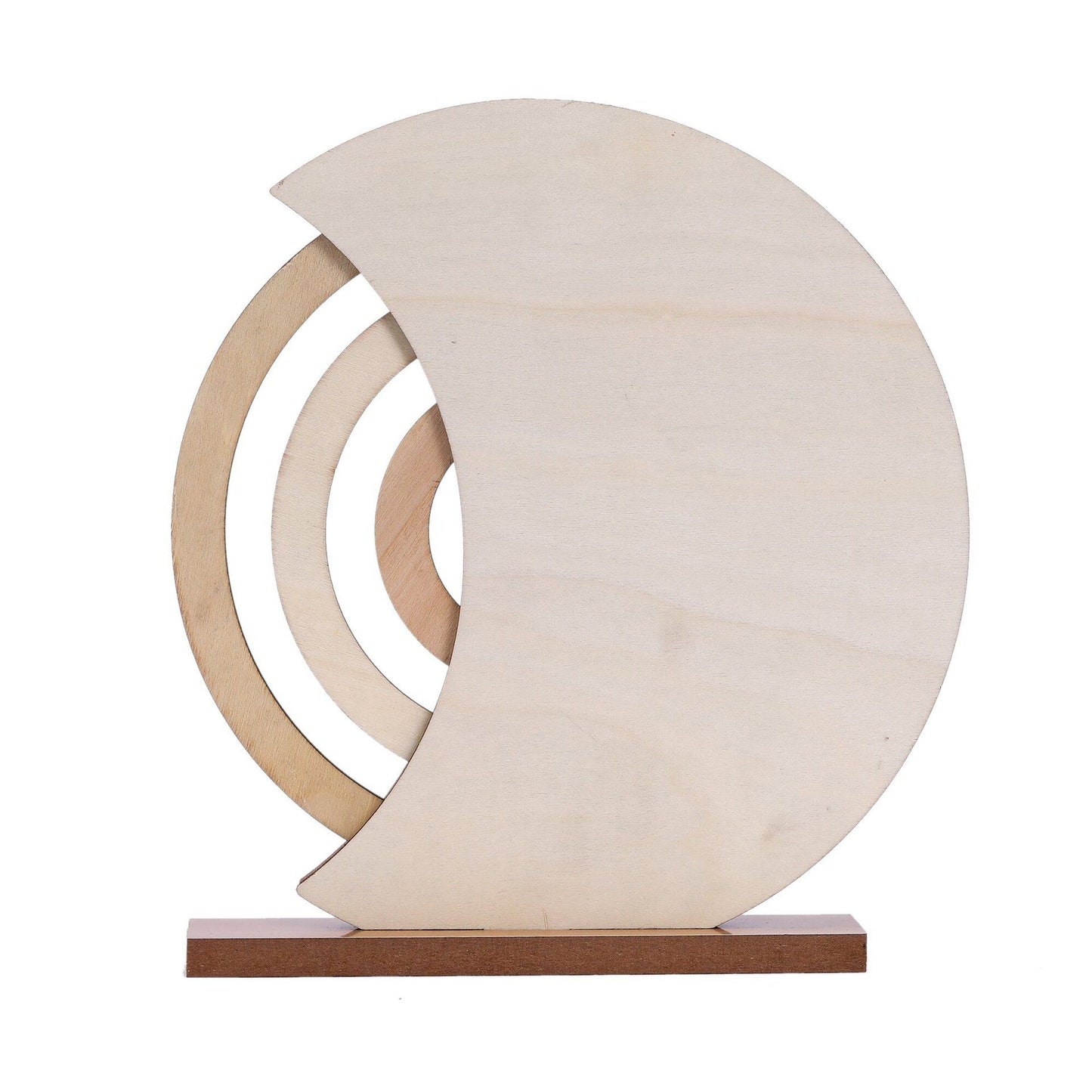 Rustic Wooden Perpetual Calendar, Moon Shape Desk and Home Decor, 20 x 18 cm