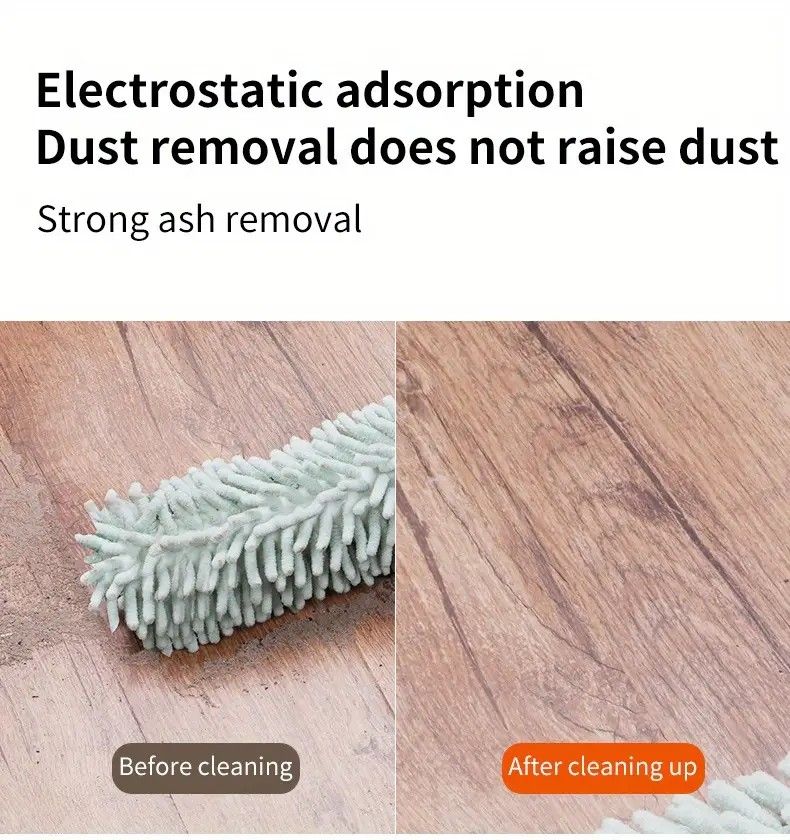 Telescopic Microfibre Cleaning Duster, Washable Static Dust Sweeper for High-Reach Cleaning, Navy Blue