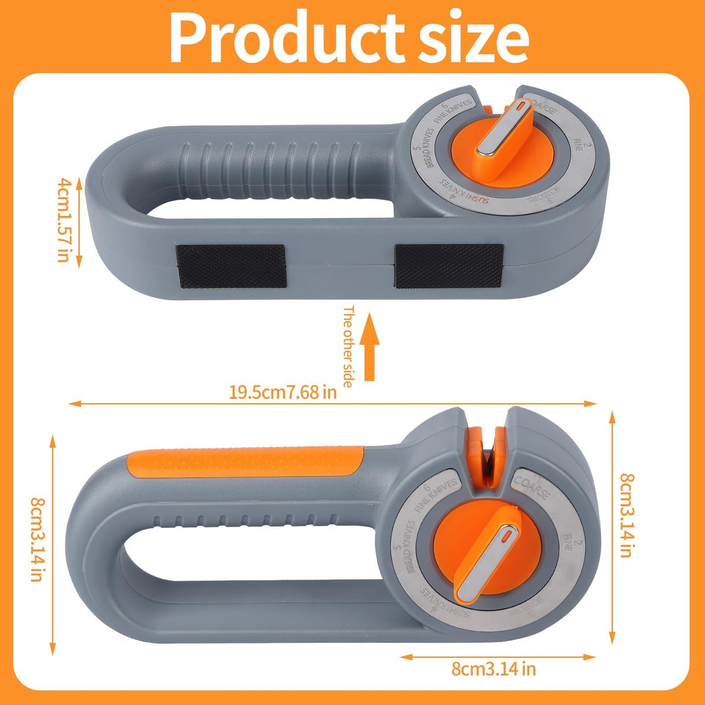 6-in-1 Rotary Knife Sharpener, Adjustable Multi-Function Sharpener for Kitchen Knives and Scissors, Gray