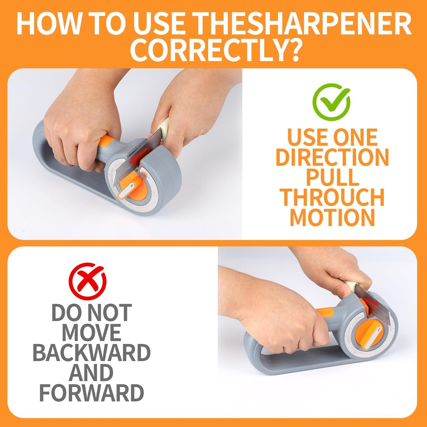 6-in-1 Rotary Knife Sharpener, Adjustable Multi-Function Sharpener for Kitchen Knives and Scissors, Gray