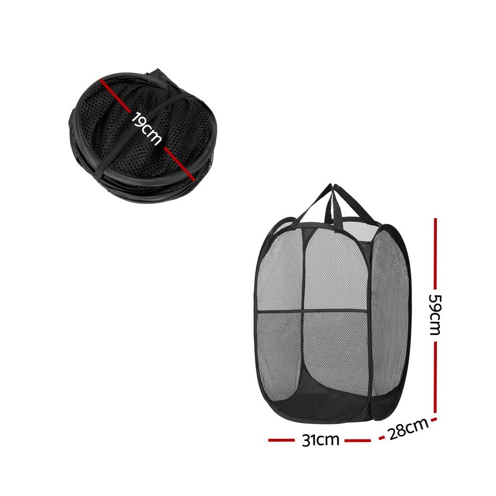 2 Pack Foldable Laundry Basket Hampers, Black