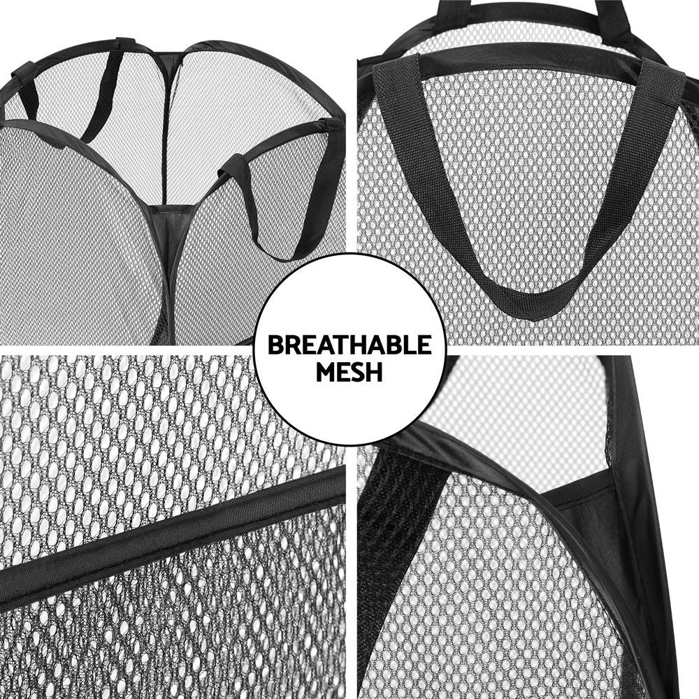2 Pack Foldable Laundry Basket Hampers, Black