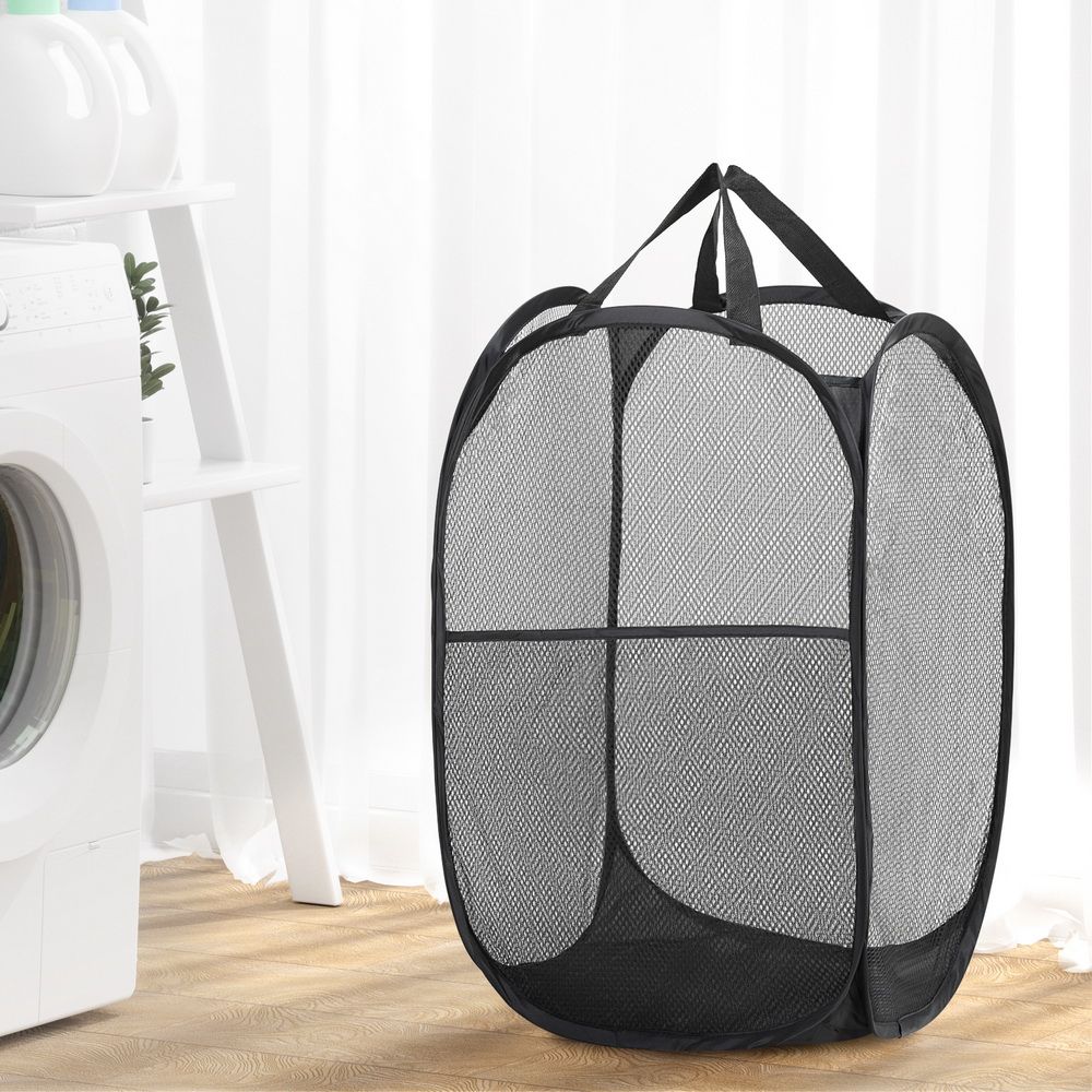 2 Pack Foldable Laundry Basket Hampers, Black