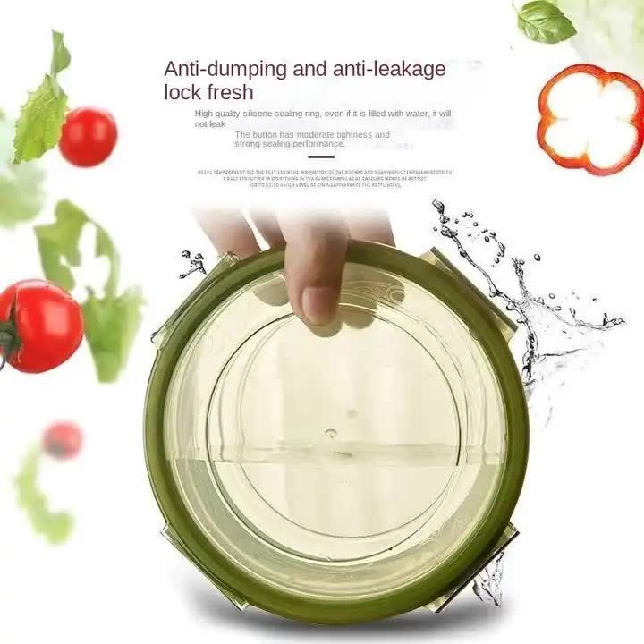 Round Plastic Food Storage Container Set, Microwave-Safe Bento Boxes with Airtight Lids, Purple