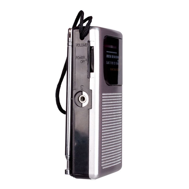 AM/FM Pocket Radio with Built-In Speaker and Earphone Socket