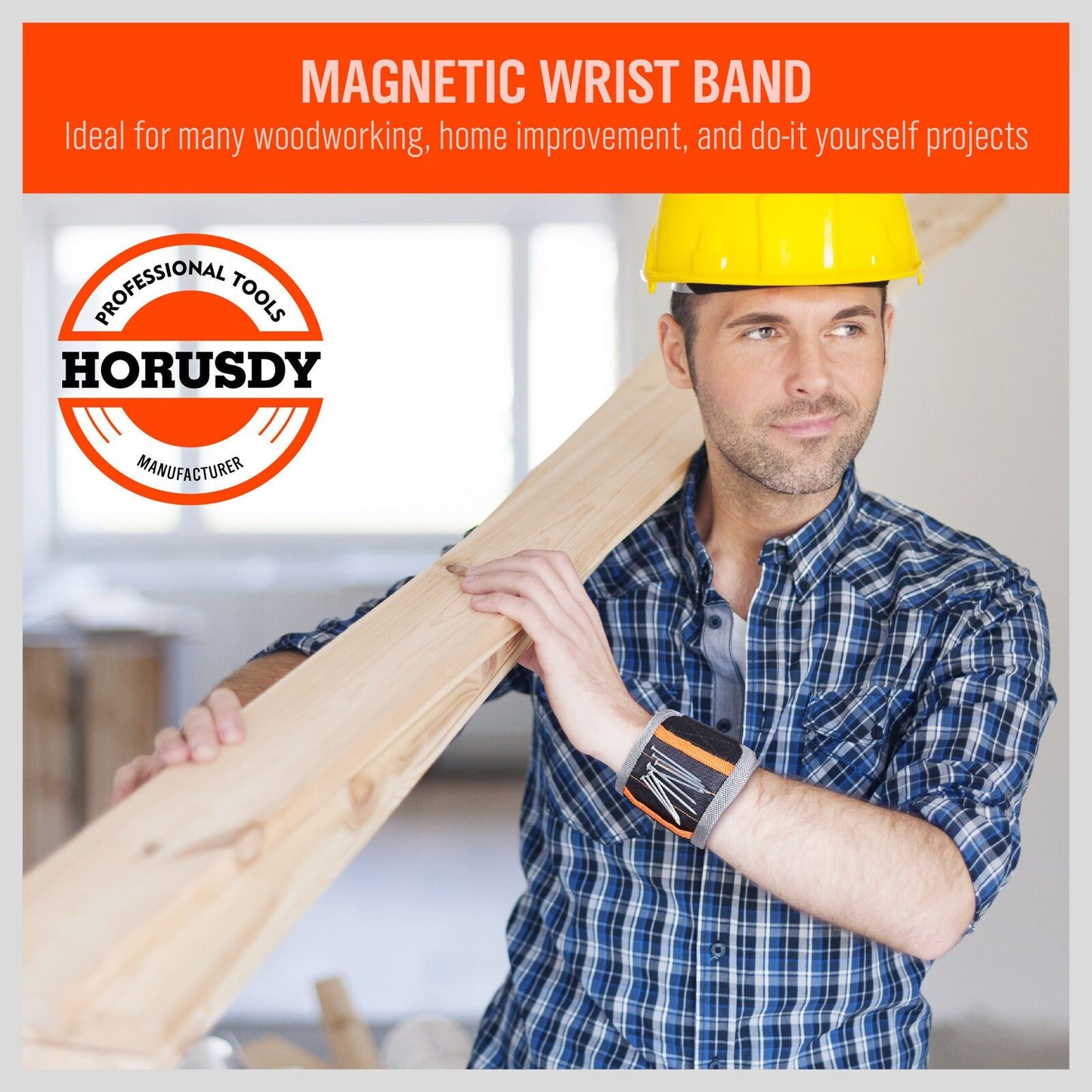 2 Pack Magnetic Wristbands, Tool Holder Strap for Screws, Bolts and Nails