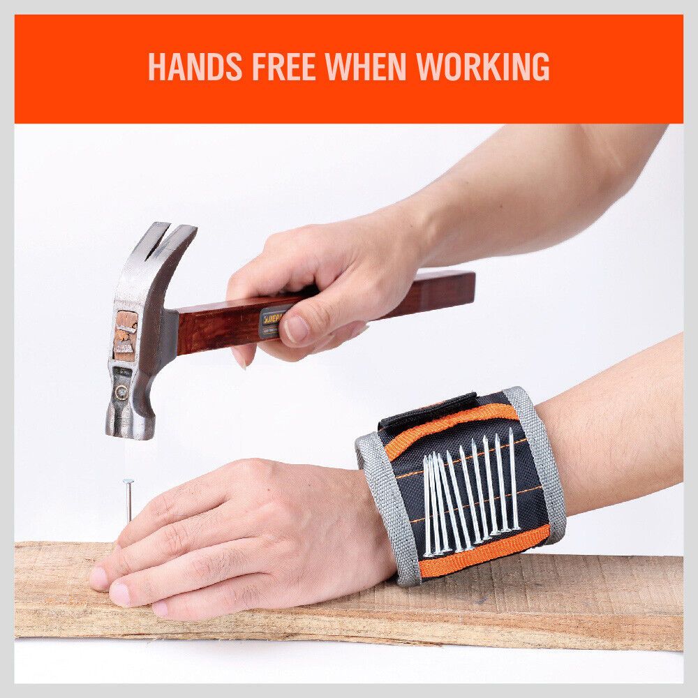 2 Pack Magnetic Wristbands, Tool Holder Strap for Screws, Bolts and Nails