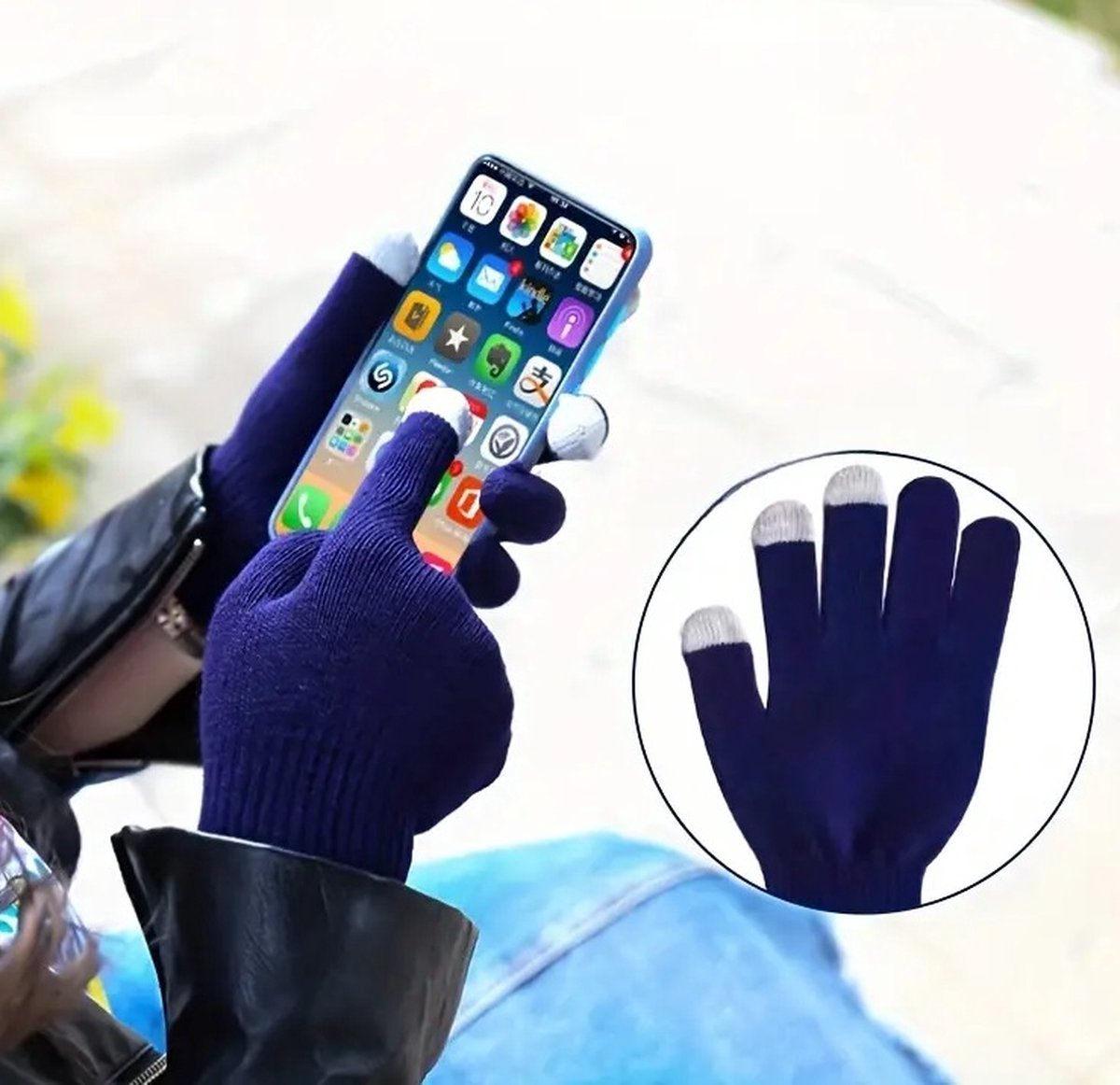 Touchscreen Gloves | Mittens | Touch Tip Gloves | Scandinavian Pattern | Unisex | For Adults | One Size | Green
